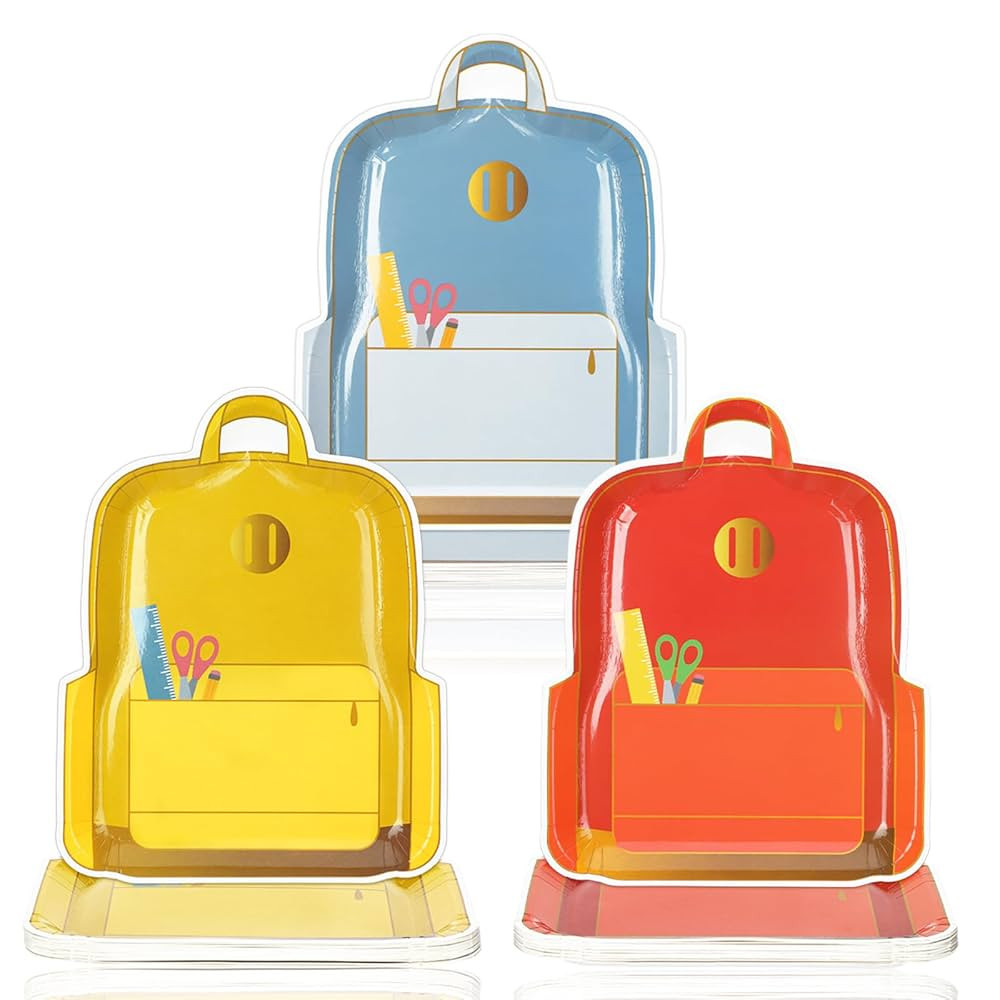 Honeydak 60 Pcs Back to School Schoolbag Plates Disposable Paper Plates Luncheon Dinner Table Sch... | Amazon (US)