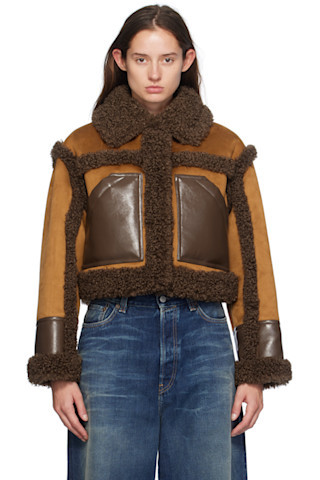 Tan & Brown Edith Faux-Shearling Jacket | SSENSE