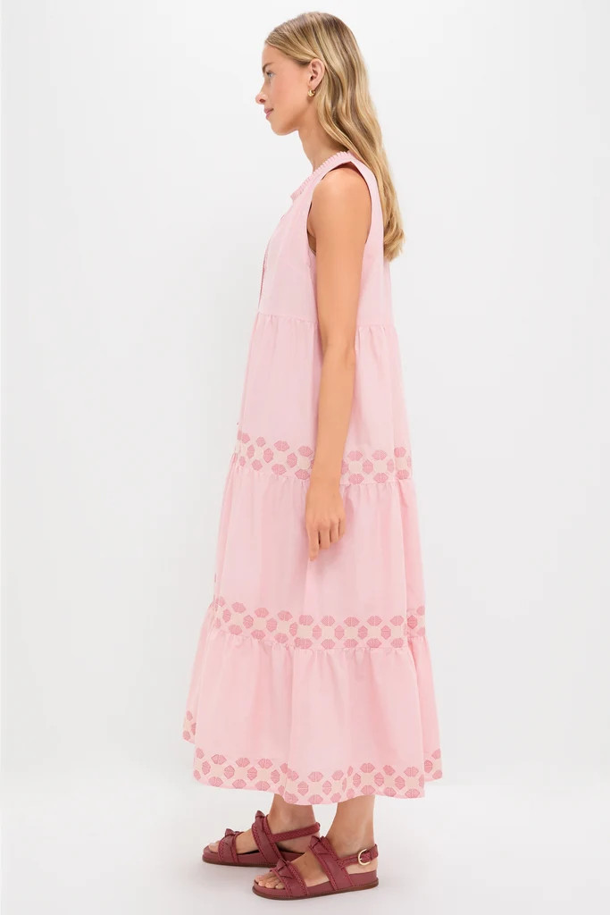 Conch Pink Geometric Embroidered Salty Paloma Caftan | Tuckernuck (US)