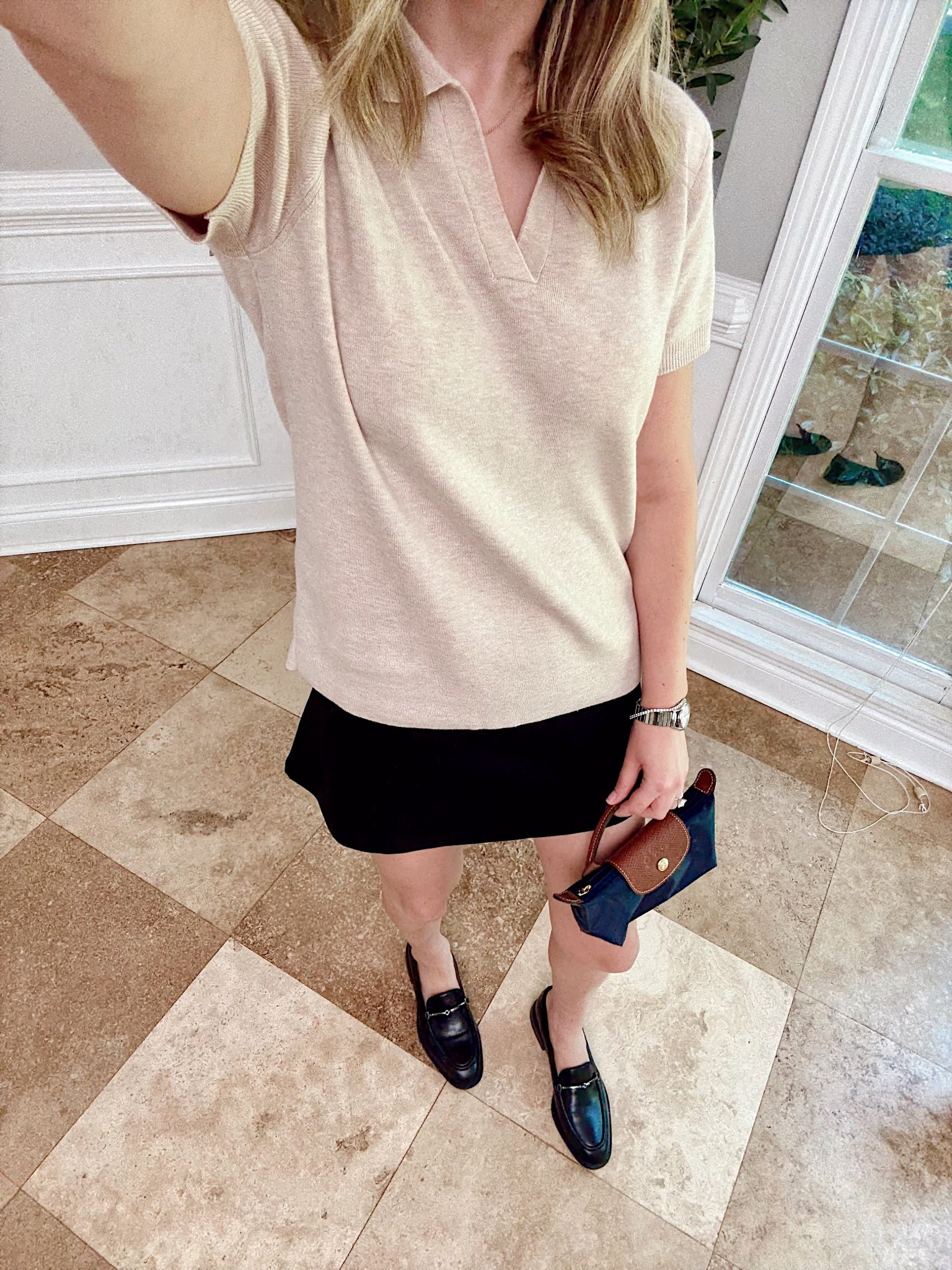 Mini skirt outfit
Elevated basics
Polo sweater tee shirt
Black loafers
Le pliage pouch 
Longchamp
Franco Sarto 

#LTKShoeCrush #LTKStyleTip #LTKItBag