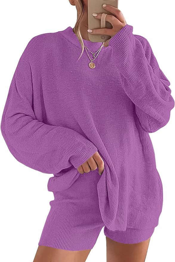 ANRABESS 2 Piece Outfits For Women 2024 Spring Lounge Matching Loungewear Sets Oversized Sweater ... | Amazon (US)