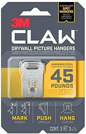 3M CLAW Strong Durable Drywall Picture Hanger (1 Pack, 3 Count) | Amazon (US)