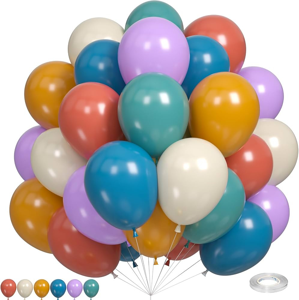 Boho Rainbow Balloons, Boho Rainbow Colorful Balloon, Retro Ivory White Yellow Orange Blue Purple... | Amazon (US)