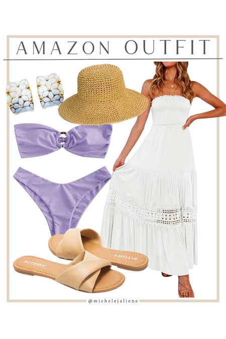 Amazon Outfit / Amazon Bikini / Amazon Sandals / Amazon Women’s Fashion / Outfit Idea / Outfit Inspiration/ Summer Outfit / Beach Style / Pool Outfit / Swimsuit Coverup / beach hat 

#LTKswim #LTKSeasonal #LTKunder50