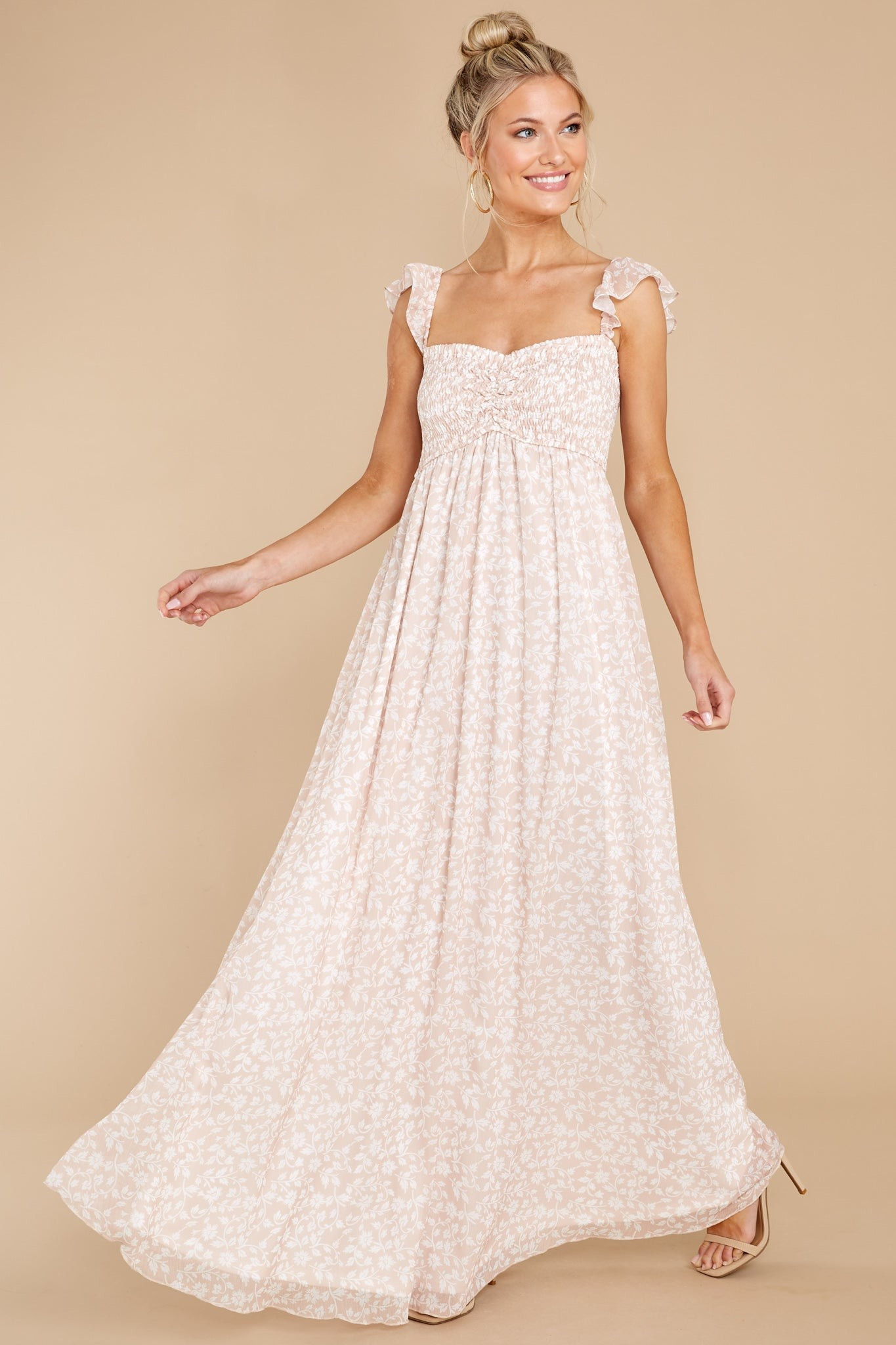 Through The Valley Sand Floral Print Maxi Dress | Red Dress 