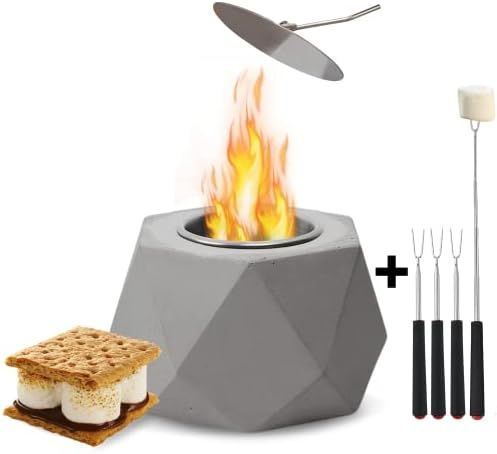 Yaro Concrete Portable Tabletop Fire Pit, Personal Mini Fireplace, Outdoor & Indoor Fire Pit Bowl... | Amazon (US)