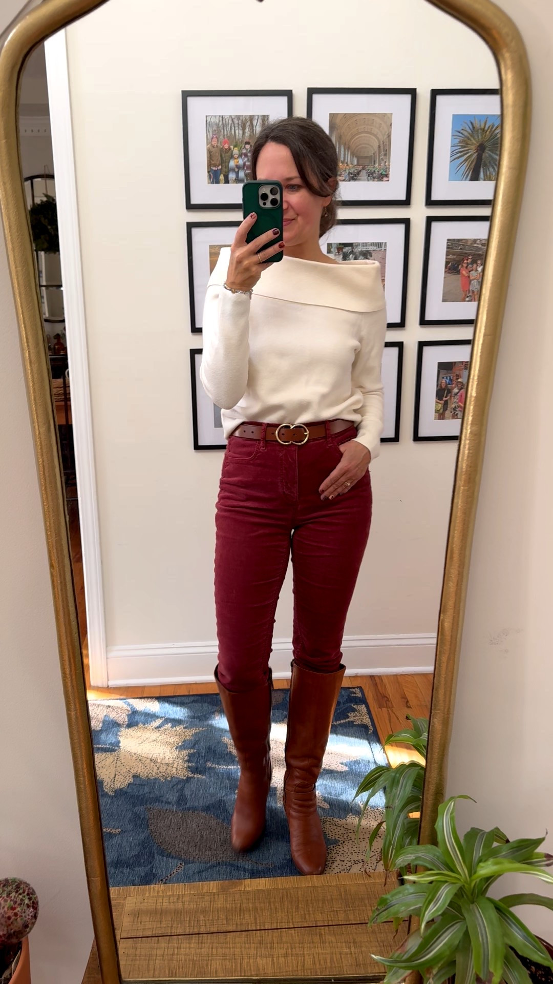 What I wore for Thanksgiving! 🦃 off shoulder sweater, corduroy pants and knee high boots. 👢 

#LTKPetite #LTKHoliday #LTKOver40