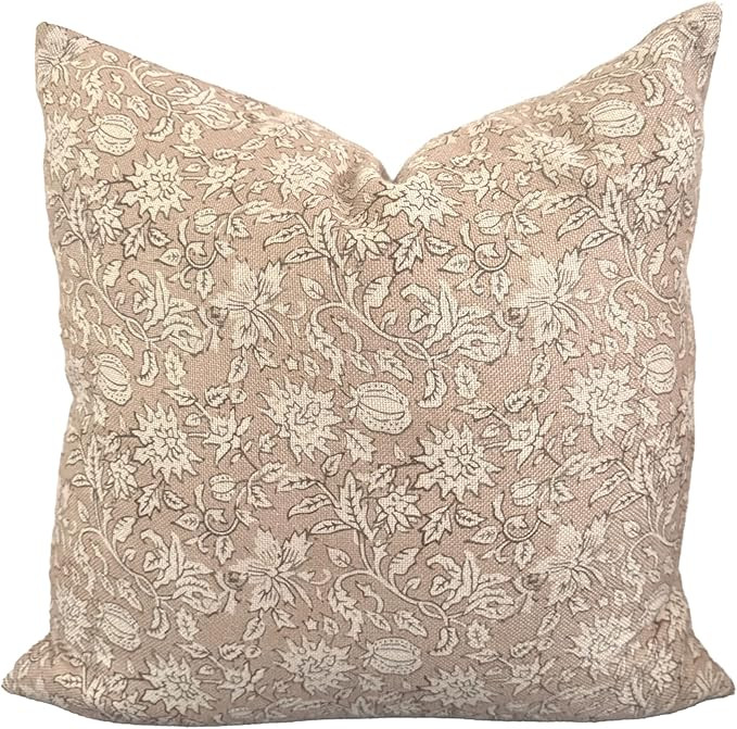 Vintage Floral Throw Pillow Cover Modern Transitional Double-Sided (Sand and Cream, 20x20) | Amazon (US)