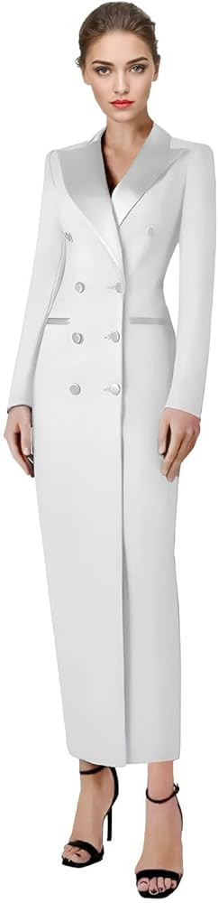 Womens Tuxedo Dresses Maxi Double Breasted Suit Dress for Women Peaked Lapel Luxury Womens Busine... | Amazon (US)