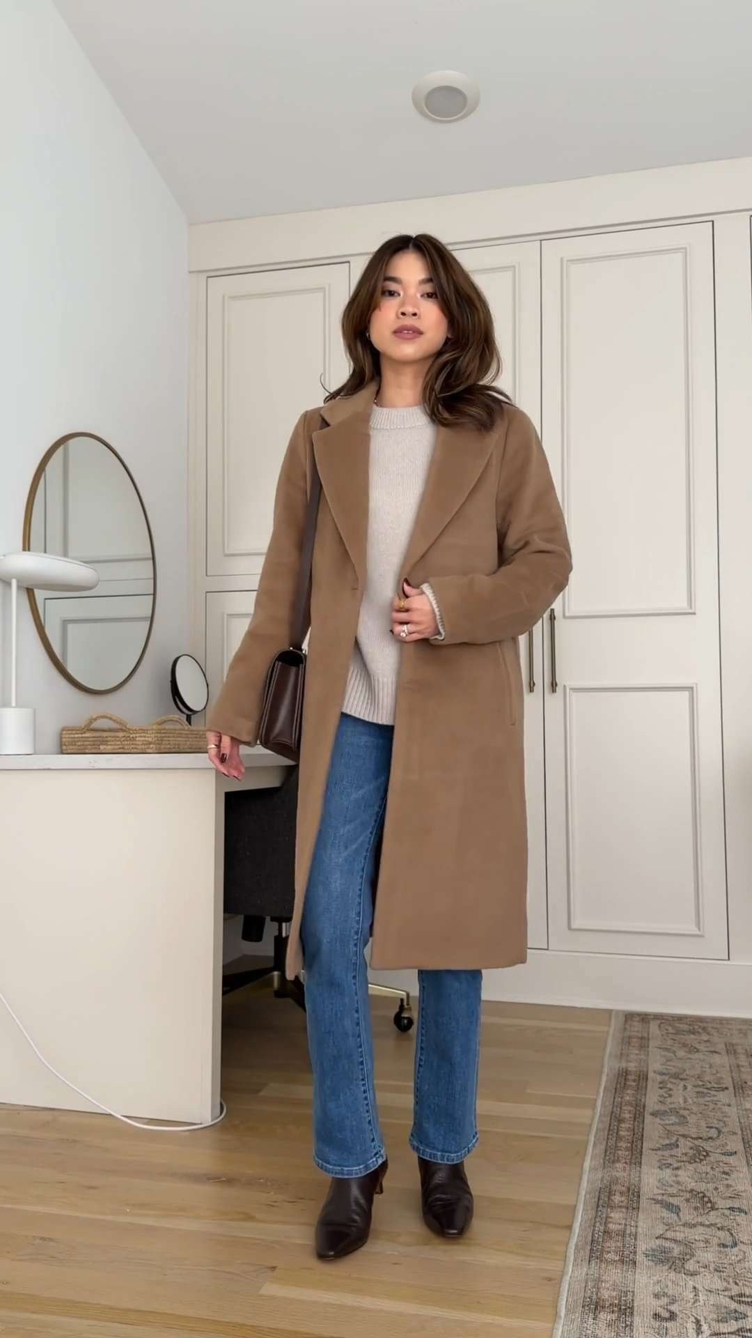 Sizing info: jeans Size 24 in 28in inseam in seaside blue, sweater XS in Heather Cloud Beige, coat XS in Carmel! petite fashion, get dressed with me, outfit inspiration, ootd, nashville outfit, Nashville influencer, petite style, vacation style, casual outfits, mom style, petite pants, winter dress, winter outfit, winter pants, winter outfit inpso, winter outfit idea, winter top, winter style, winter sweater, cozy sweater, cold weather sweater, cold weather outfit, winter bag, winter purse, denim, jeans, jacket, winter jacket, winter coat, trench coat, warm coat, 

 

#LTKHoliday #LTKSeasonal #LTKPetite