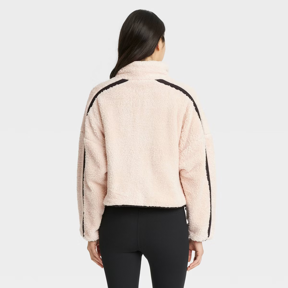 Women's Piped High Pile Fleece Jacket - JoyLab™ Cream S | Target