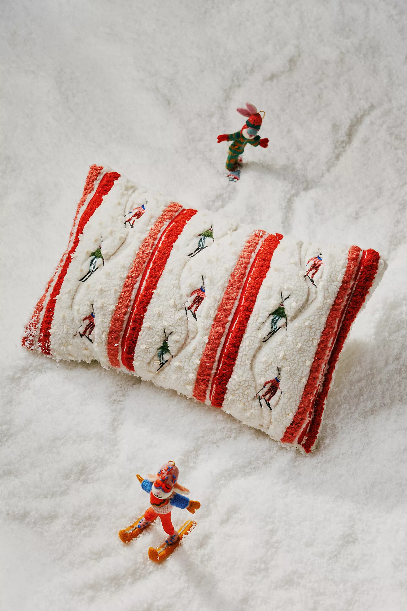 Mountain Skiers Embroidered Pillow | Anthropologie (US)