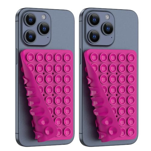 2PACK Silicone Double Sided Suction Phone Case Mount, Detachable Hands Free & Strong Grip Holder for Selfies & Videos, Compatible iPhone Android (Rose Red, 2Pack 40 Suction Cups) | Amazon (US)