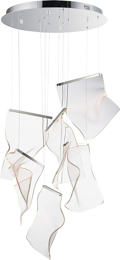 ET2 E24875-133PC Rinkle Collection Six-Light Dimmable 3000K LED Ceiling Pendant - Brushed Gunmeta... | Amazon (US)