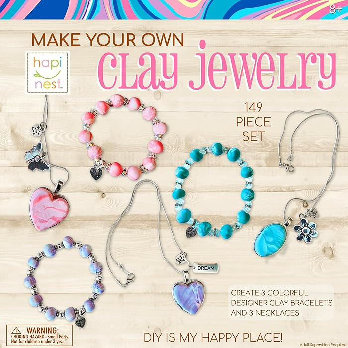 Hapinest Make Your Own Clay Jewelry Making Kit for Girls,Create 3 Bracelets & 3 Necklaces | Amazon (US)