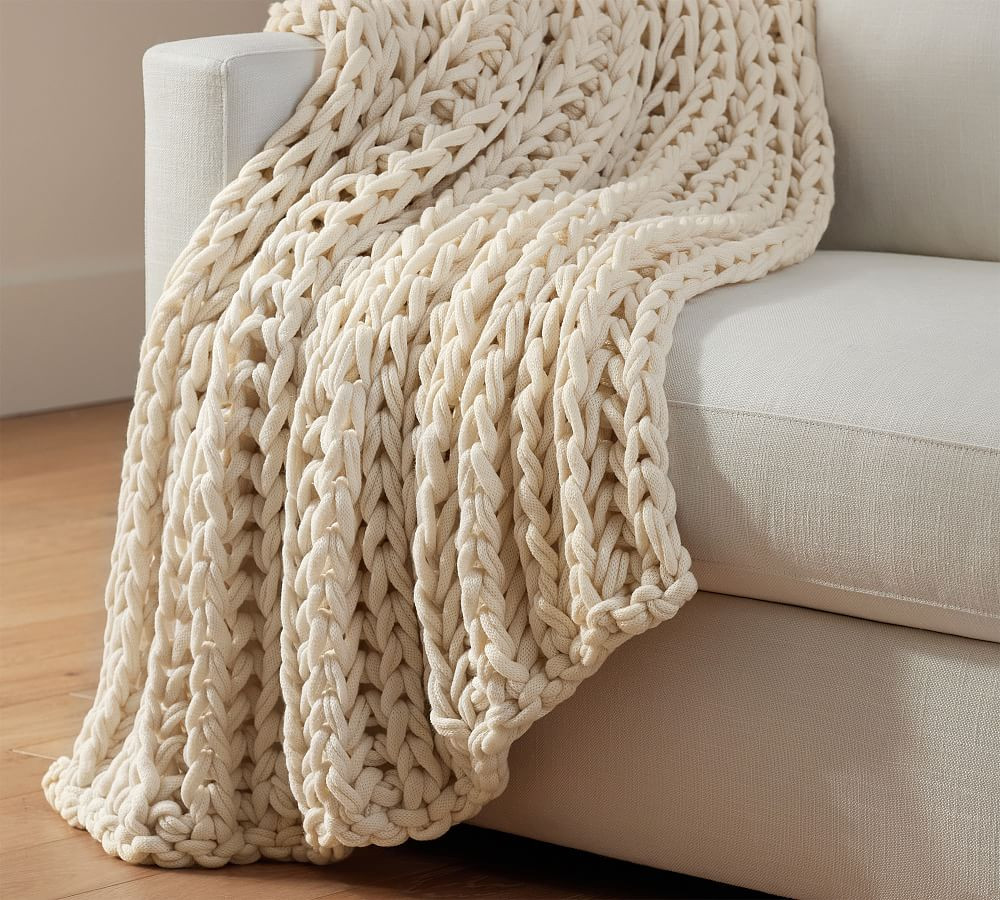 Colossal Ribbed Handknit Throw | Pottery Barn (US)