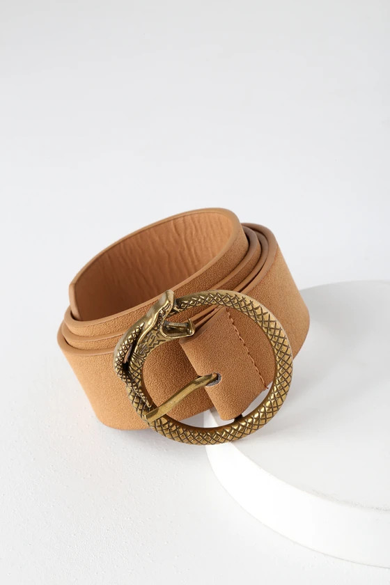 For Goodness Snake Gold and Camel Belt | Lulus (US)