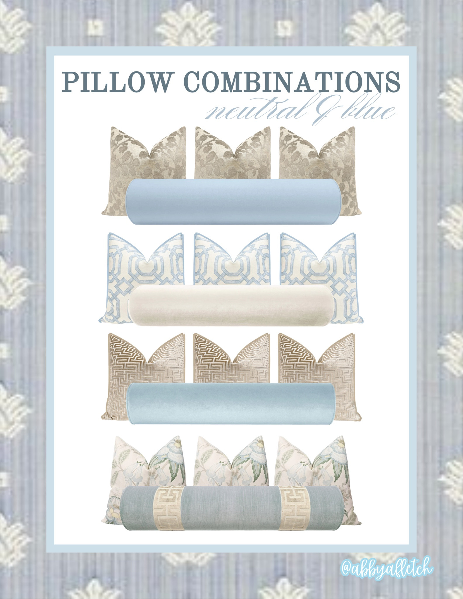 neutral and blue pillow combinations🤍🩵

bedroom inspiration
pillow blue neutral beige cream white light blue powder blue bolster pillow classic traditional grand millennial

#LTKHome