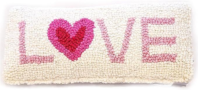 Decorvo Pink Love Valentines Day Pillow - 12 x 5 inches Heart Hook Throw Pillow for Couch or Dorm | Amazon (US)