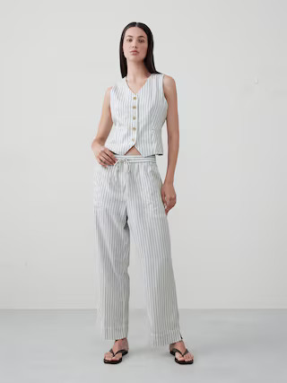 Straight Linen-Blend Pull-On Pant | Banana Republic Factory