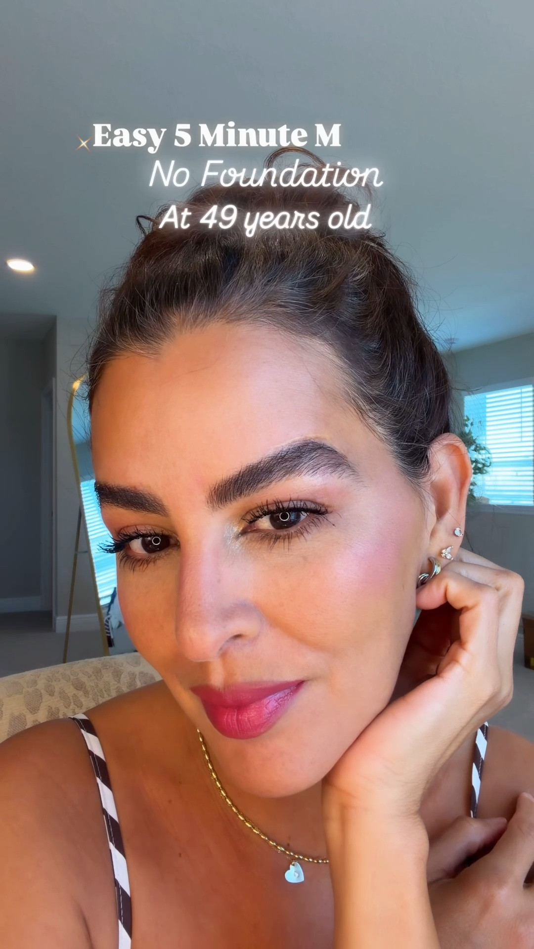 ‼️All details ⬇️ ⬇️⬇️⬇️
Lash gel in clear.
Eyebrow pencil in medium brown 
Concealer in : 120
Pressed powder in: 220
Loose powder in: 20
Lipliner in color:50 sheiks rosy nude
Lipstick in color: fit check 
Broncer in color:tropical tan
Blush: sunlit rose
Highlighter in: sun idol
@anastasiabeverlyhills @lancome @Target @Laura Geller