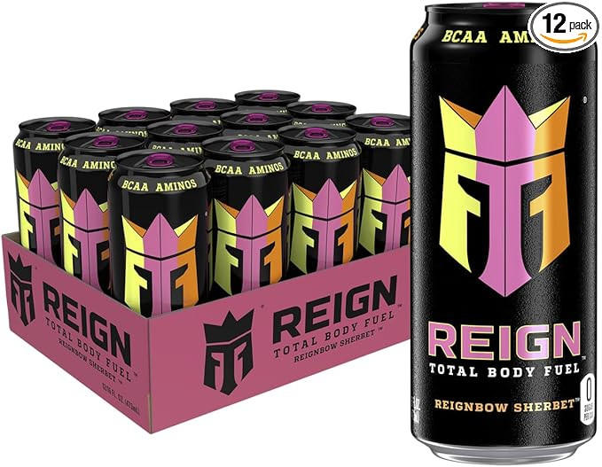 REIGN Total Body Fuel, Reignbow Sherbet, Fitness & Performance Drink, 16 Fl Oz (Pack of 12) | Amazon (US)