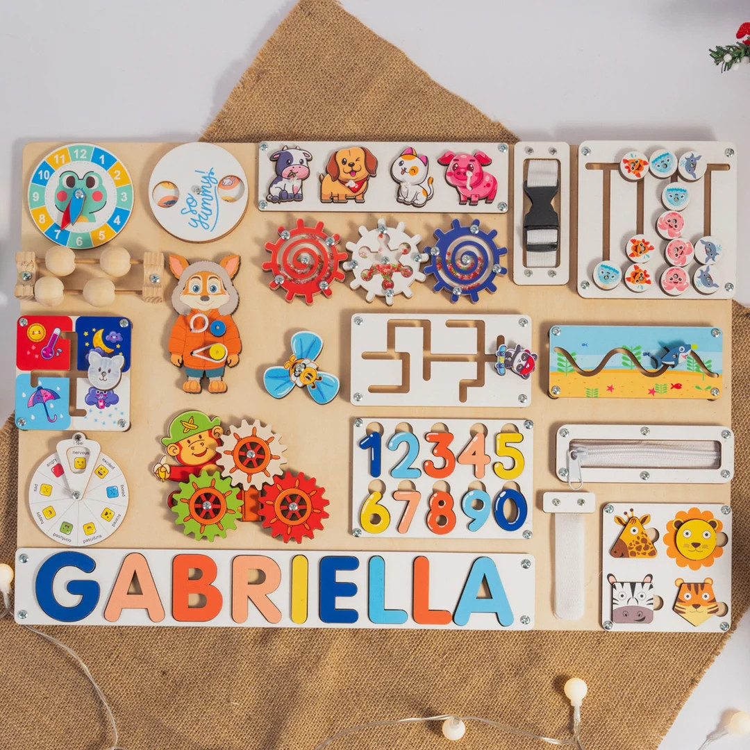 LARGE Busy Board Toddler, Montessori Toys, 1st Birthday Gift, Toddler Busy Board, Personalized Bu... | Etsy (US)