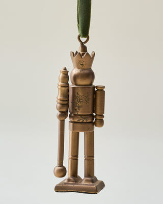 Etched Antique Brass Nutcracker Ornament | Magnolia