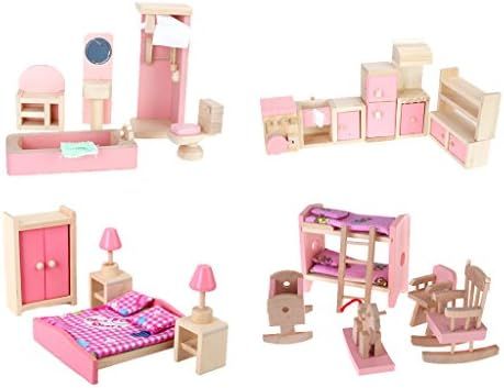 Amazon.com: 4 Set Dollhouse Furniture Kid Toy Bathroom Kid Room Bedroom Kitchen Set : Toys & Game... | Amazon (US)