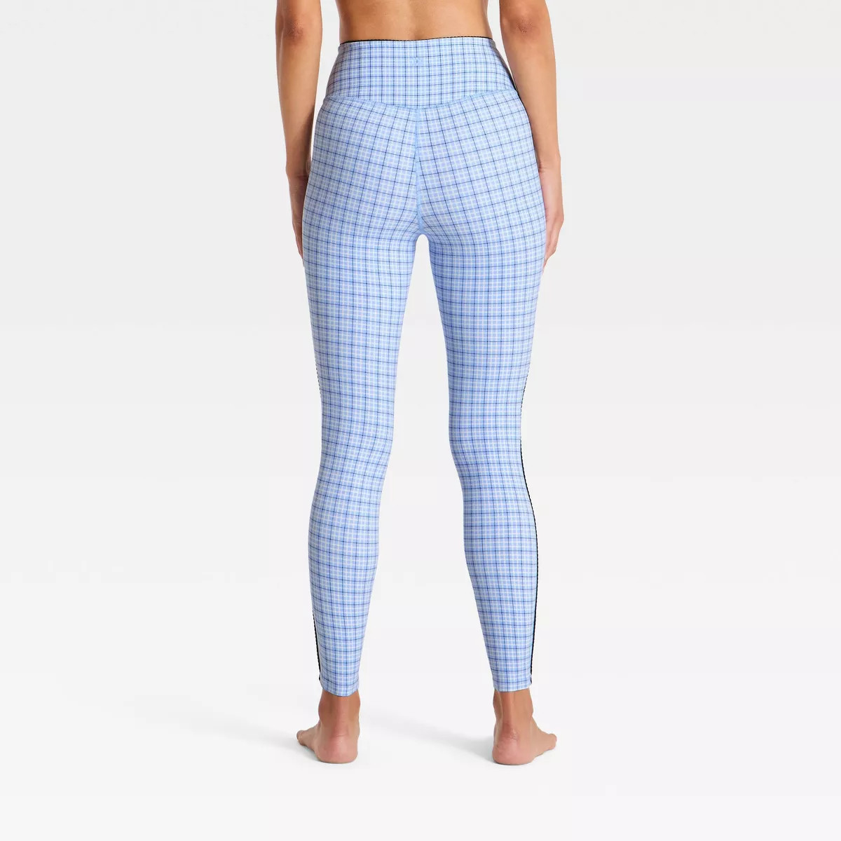 Women's Everyday Soft High-Rise 7/8 Leggings - All In Motion\u2122 Light Blue Plaid S | Target