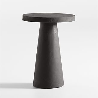 Willy Charcoal Brown Round Pedestal Side Table by Leanne Ford + Reviews | Crate & Barrel | Crate & Barrel