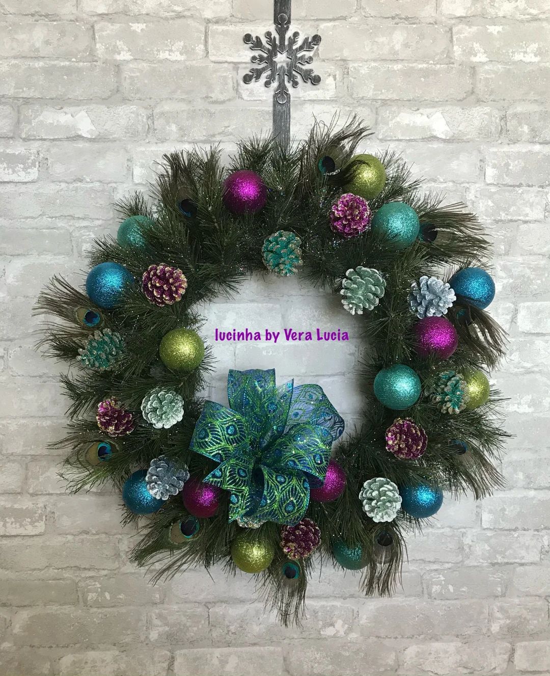 Rainbow Sparkle Christmas Wreath - Etsy | Etsy (US)