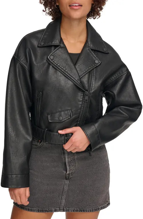 levi's Faux Leather Moto Jacket in Black at Nordstrom, Size Large | Nordstrom