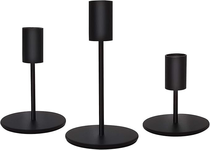 FLARDOR Candle Holders,Black Candle Stick Candle Holders,Matte Black Candle Holders Set of 3 for ... | Amazon (US)