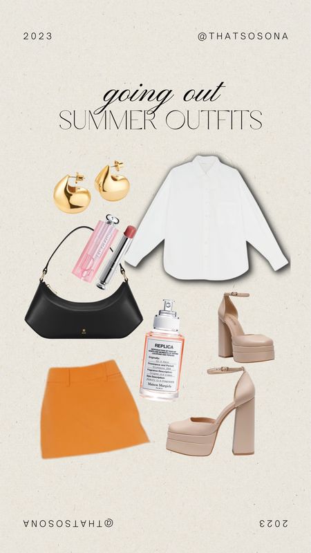 Summer outfit ideas, mini skirt, oversized white shirt, July outfits, platform heels

#LTKFind #LTKunder100 #LTKstyletip