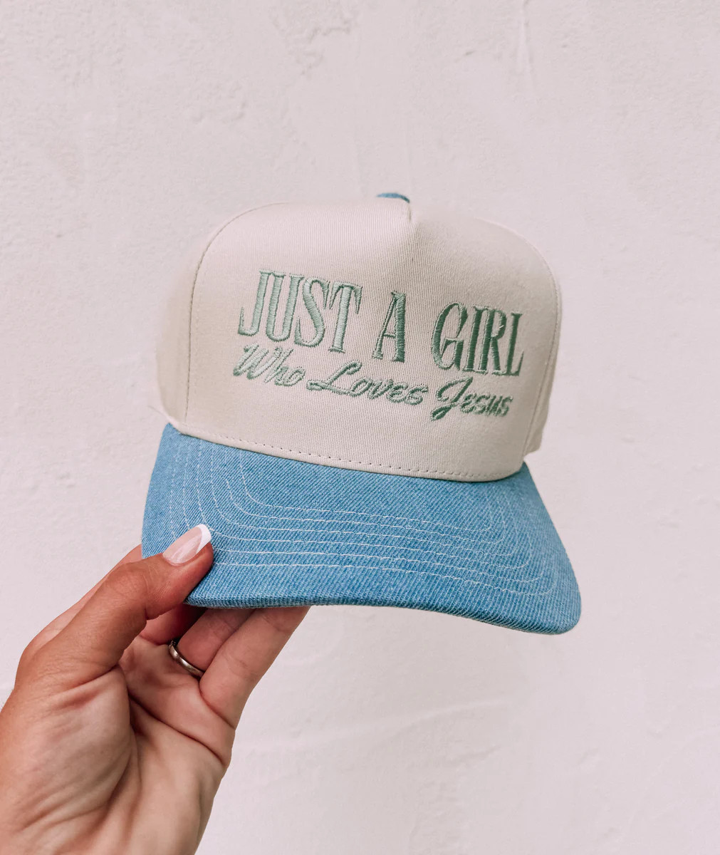 Just A Girl Who Loves Jesus Hat - Denim | CK Squared Boutique