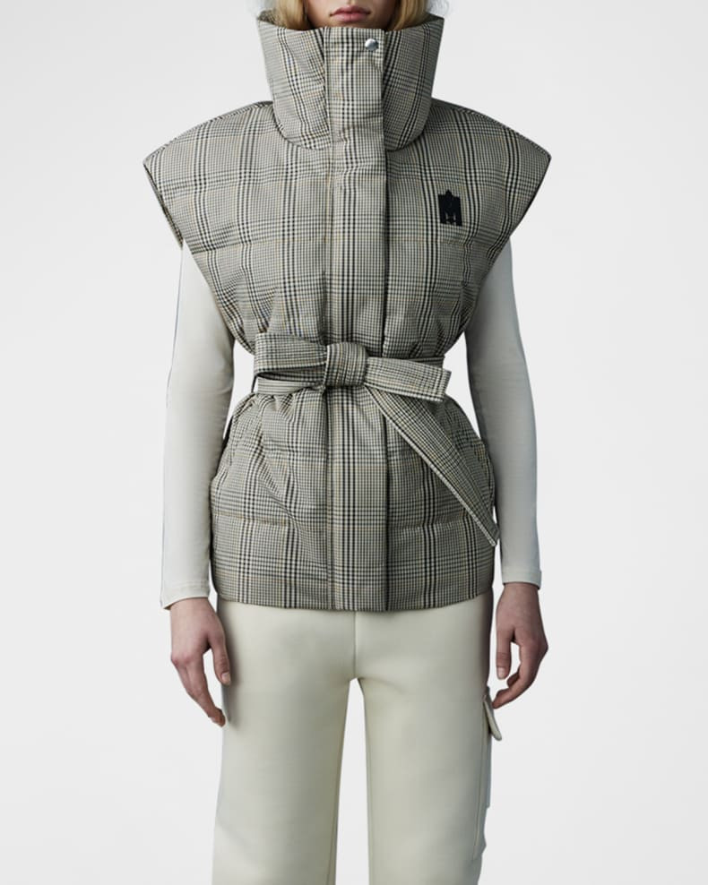 Mackage Zerina Recycled Plaid Down Vest | Neiman Marcus