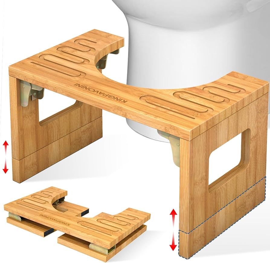 Bamboo Toilet Stool Squat 7in & 9in Adjustable Heights, Foldable Poop Stool for Bathroom Adults K... | Amazon (US)