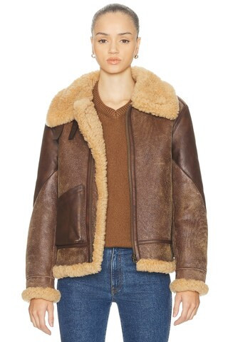 Ralph Lauren Collection Reymond Shearling Coat in Brown | FWRD 