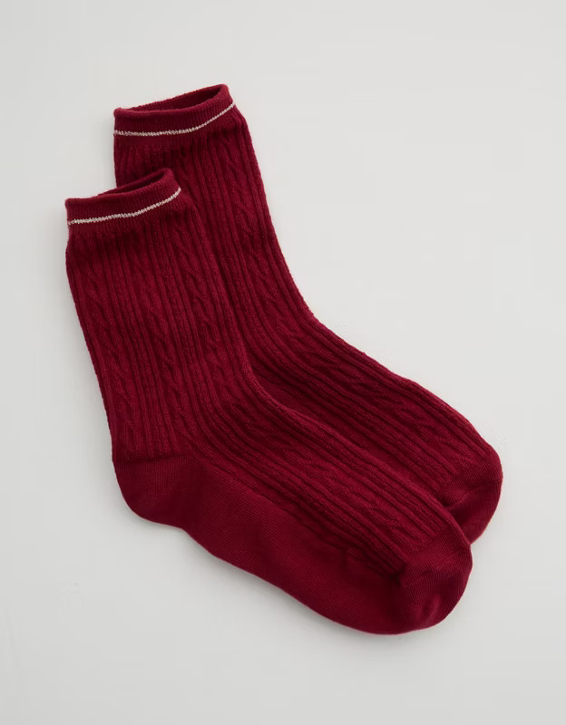 Aerie Cotton Cable Crew Socks | Aerie