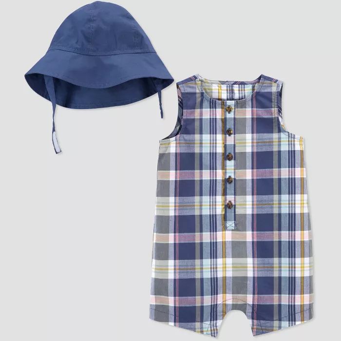 Baby Girls' Plaid Romper with Hat - Just One You® made by carter's Blue | Target
