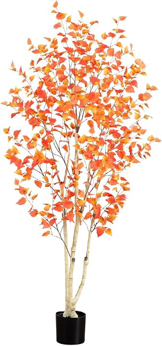 Nearly Natural 7ft. Autumn Birch Artificial Fall Tree | Amazon (US)