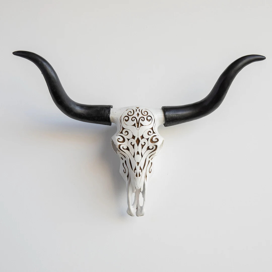 Faux Taxidermy Carved Texas Longhorn Skull Wall Mount Wall Decor DTL00 - Etsy | Etsy (US)