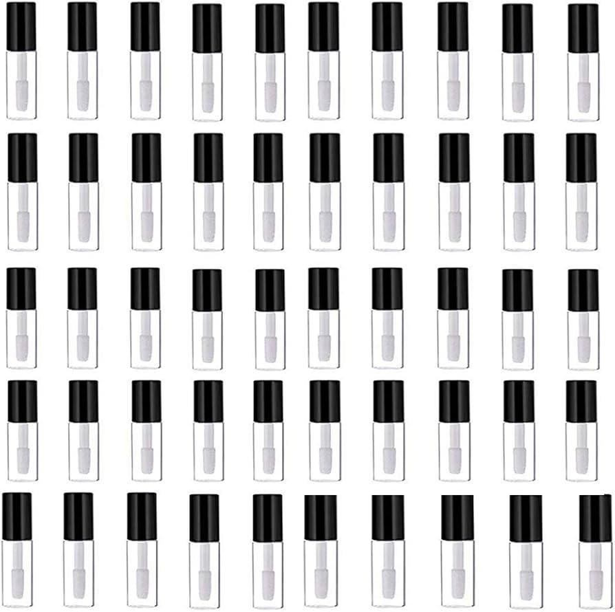 50 Pack 1.2ML Clear Mini Lip Gloss Tube Empty Lip Balm Containers With Black Lid for Lipstick Sam... | Amazon (US)