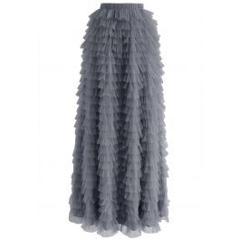 Swan Cloud Maxi Skirt in Grey | Chicwish
