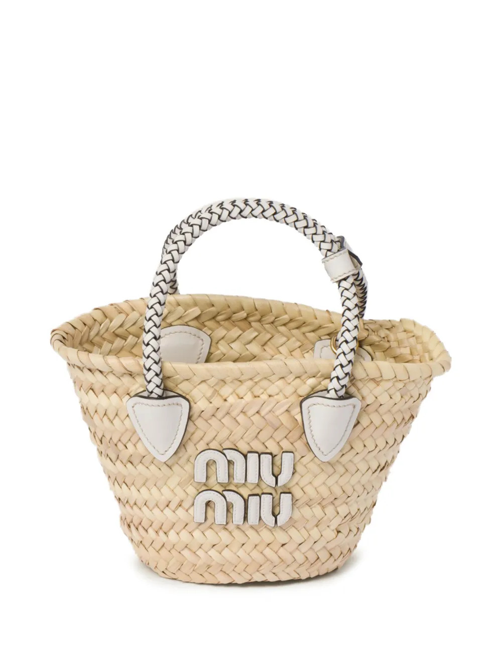 Miu Miu Woven Raffia Basket Tote Bag | Neutrals | FARFETCH | Farfetch Global