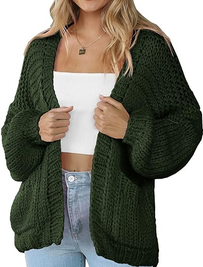 Women's 2024 Cardigans Sweaters with Pocket Long Sleeve Casual Knitted Open Front Cardigans | Amazon (US)
