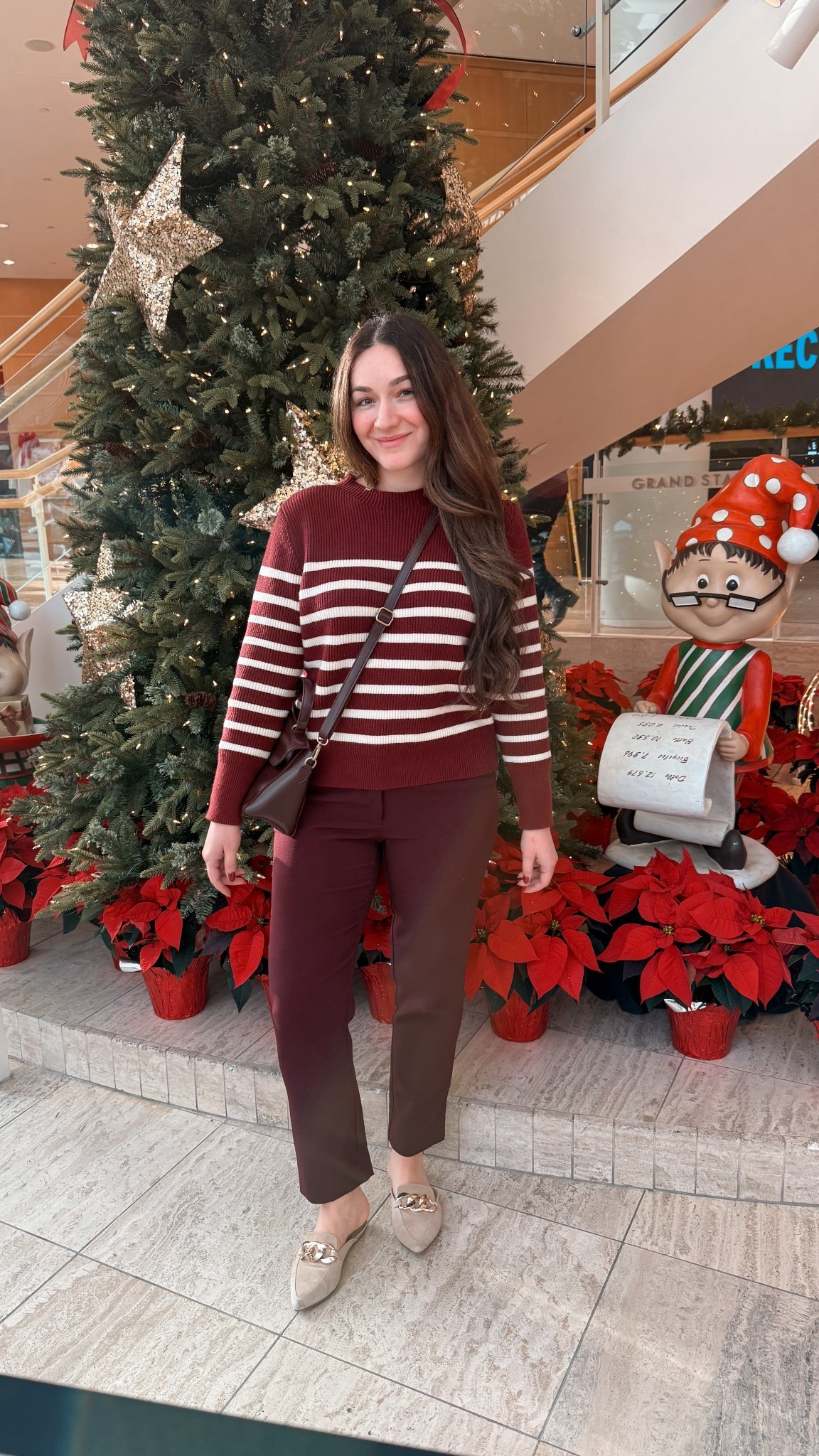 Holiday outfit inspo ❤️
✨ Striped knit sweater - Burgundy sweater
✨ Tailored burgundy pants
✨ Gold chain mules
✨ Crossbody bag
Chic, comfy, and perfect for all your December plans! #HolidayOutfit #Burgundy #AmazonFashion

#LTKSeasonal #LTKHoliday #LTKWorkwear