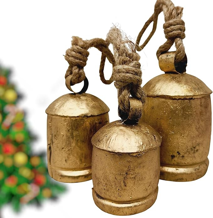 Christmas Bells Decor, Gold Hanging Bells for Christmas Decoration, Cow Bells Christmas Decor for... | Amazon (US)