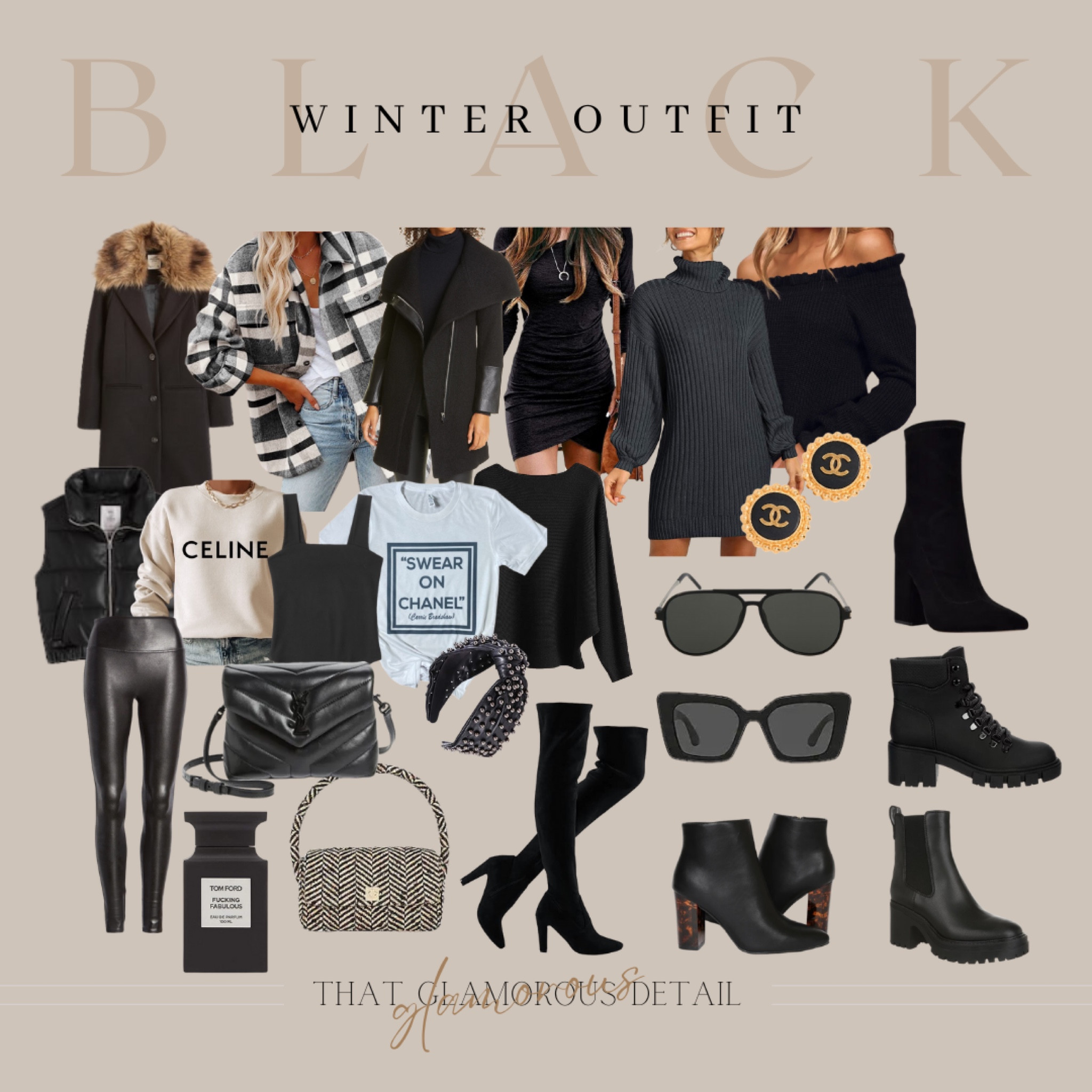 Black Winter Outfit Inspo

#allblack #blackboots #blackkneehighboots #blacksunglasses #blackaviators #chanel #earrings #studs #blackchelseaboots #sweaterdress #knitsweater #purse #graphictee #celine #abercrombie #pleatherleggings #blackleatherleggings #leathervest #puffyvest #SYL #headbands #wintercoat #furcoat #furcollarcoat #walmart #shacket #allblackoutfit #ootd

#LTKSeasonal #LTKsalealert #LTKstyletip